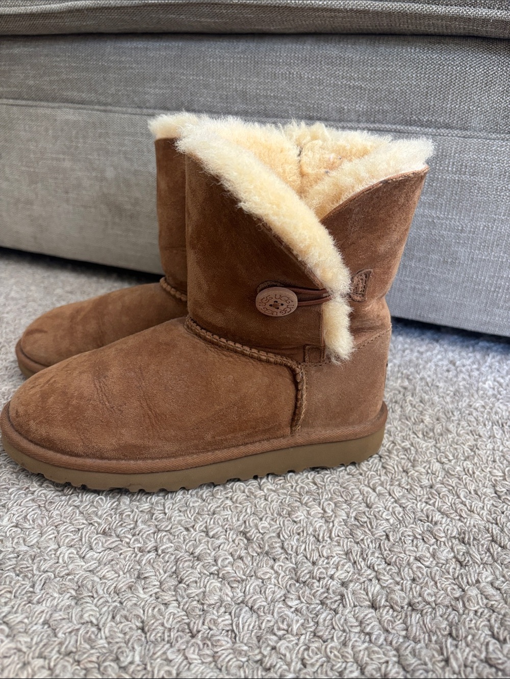 UGG Chestnut Suede Shearling Button Booties